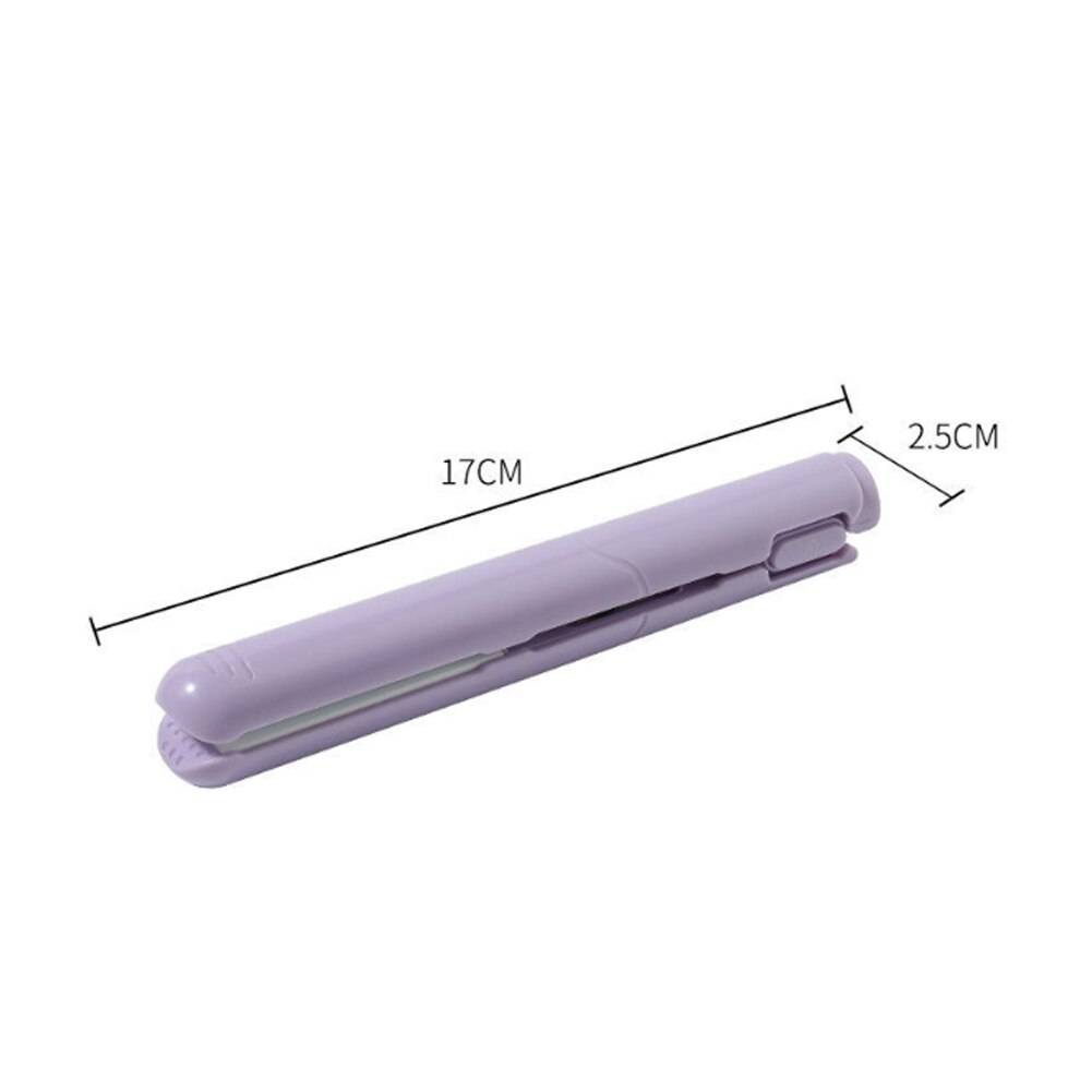Mini usb home dual use hair bangs curler straightener curling hairstyling tool - Rosa