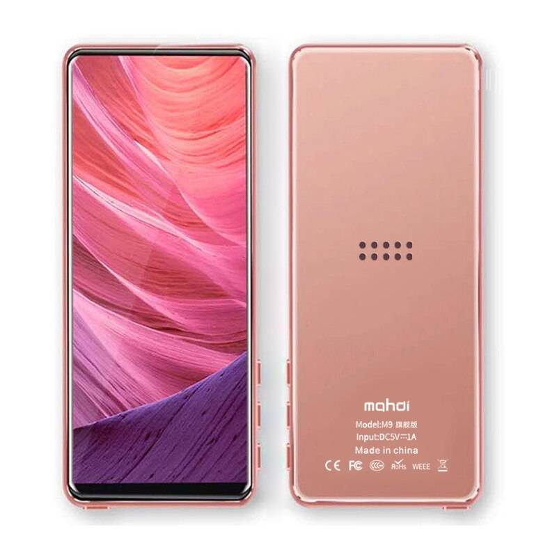 Mahdi m9 mp3 spelare bluetooth 5.0 pekskärm 3.5 tum hd hifi 8gb musik mp3 spelare stöd videotf kort med högtalare - Rosa / 8gb