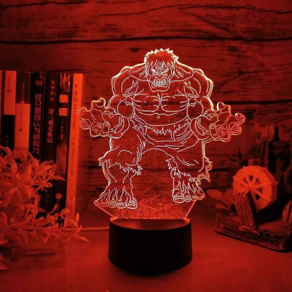 Hulk 3D Night Light Lamp Superhero Minifigures Black Base 3D LED RGB 7 Colors Bordslampa