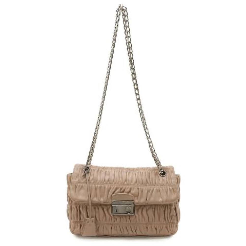Prada Vintage Pre-owned Nappa Gaufre Læder Skuldertaske - Vintage - Dame - Beige - ONE SIZE - Uld