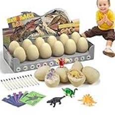 Dinosaur Dig Kit, Dinosaur Egg Excavation Dig Kit,Dinosaur Egg Toy with Dinosaurs Inside - Educational 12 Pack Funny Dinosaur Eggs Excavation STEM Activities for Easter Basket Stocking