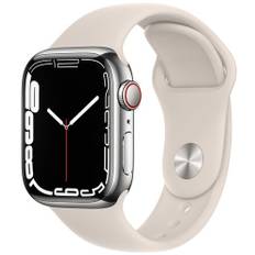 Apple Watch Series 7 Rostfritt stål 41 mm (2021) | GPS + Cellular | silver | Sportband Stjärnglans