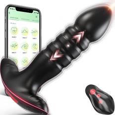 Paloqueth Anal Plug & Prostate Massager Thrusting & Vibrating with Remote Control Black