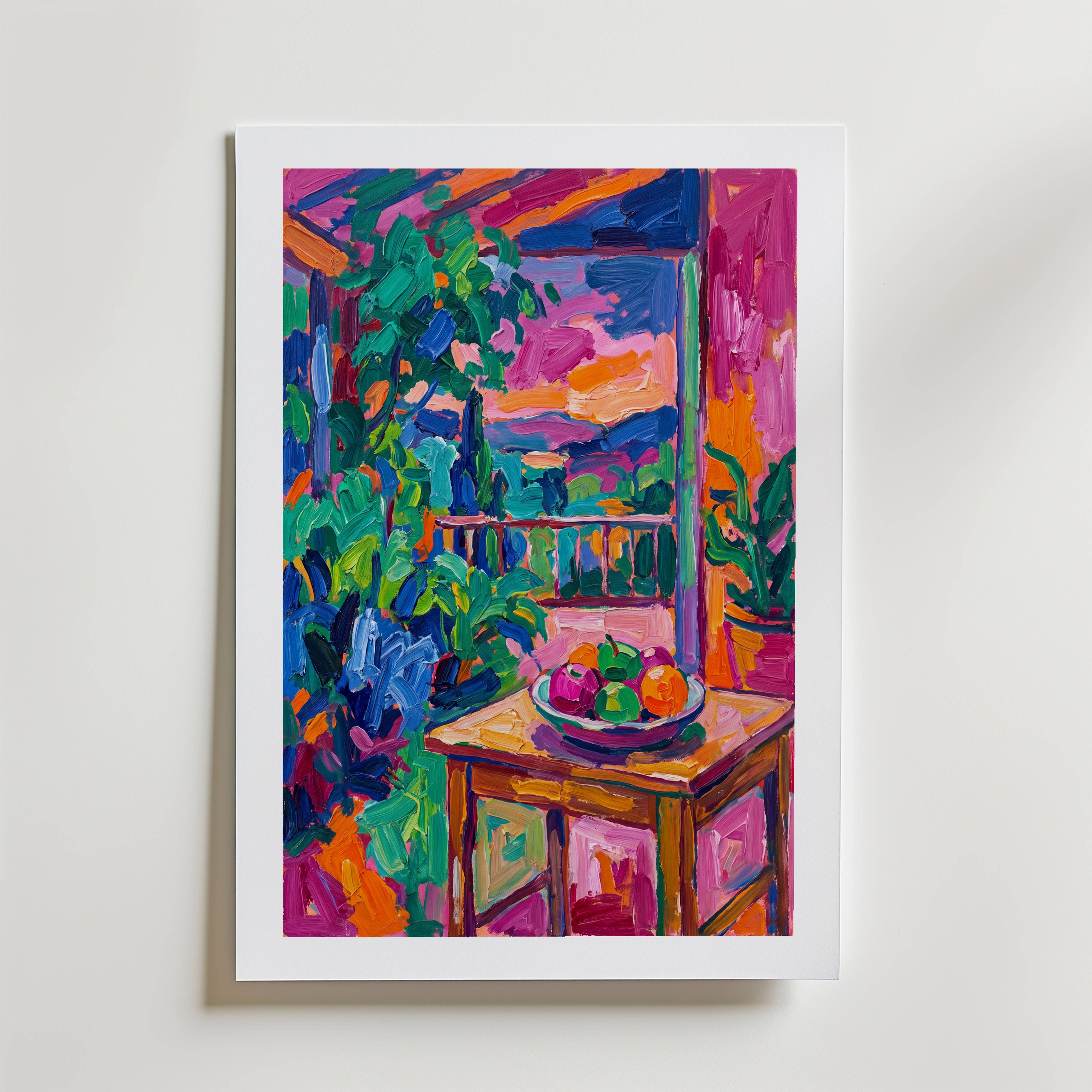 Fauvist Garden Poster - Premium Canvas 40x50 cm Med passepartout