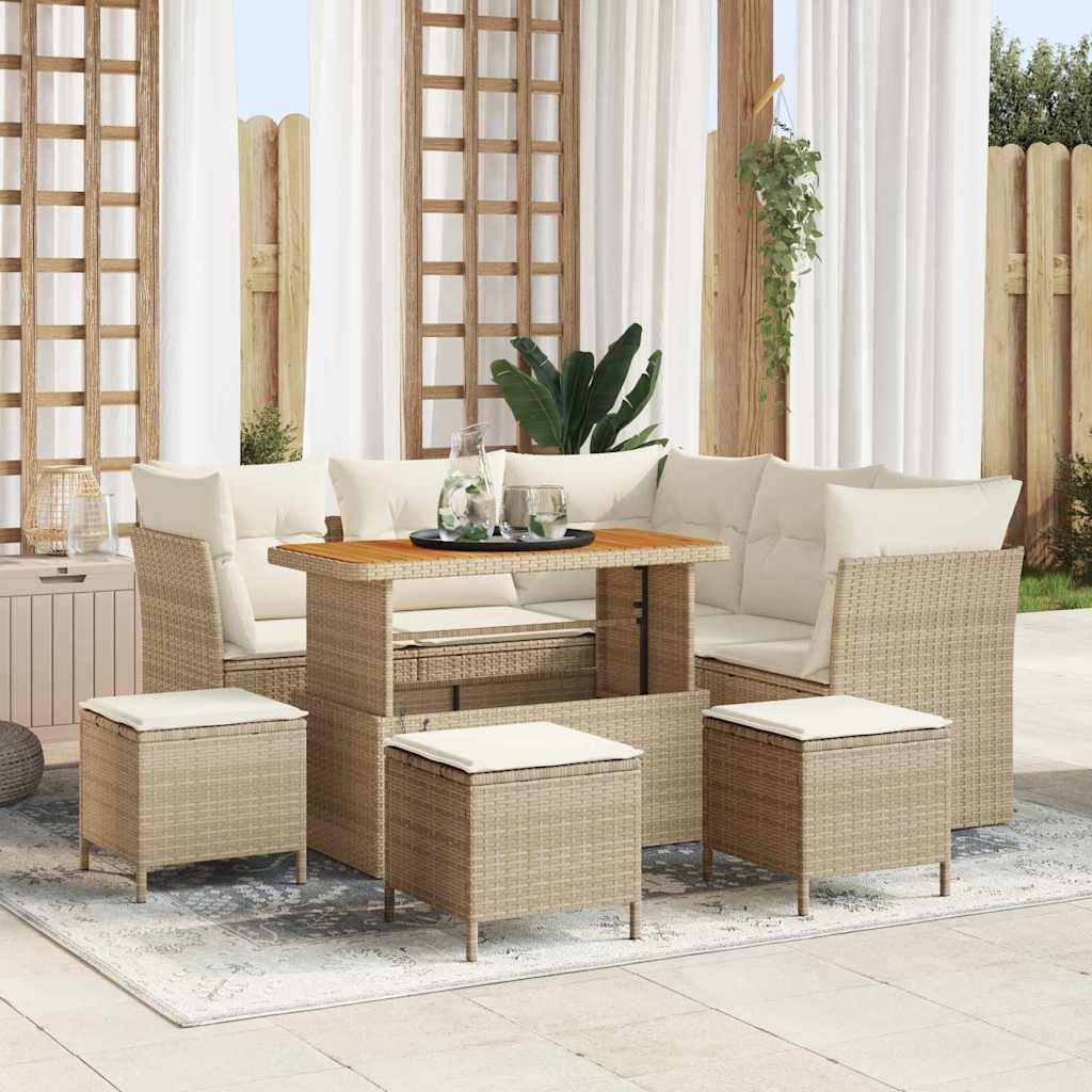 vidaXL Havesofa Sæt 9 stk. Beige polyrattan