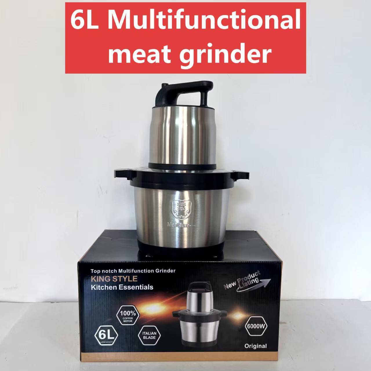 Fufumachine 6L Electric Stainless Steel Meat Grinder & Food Processor