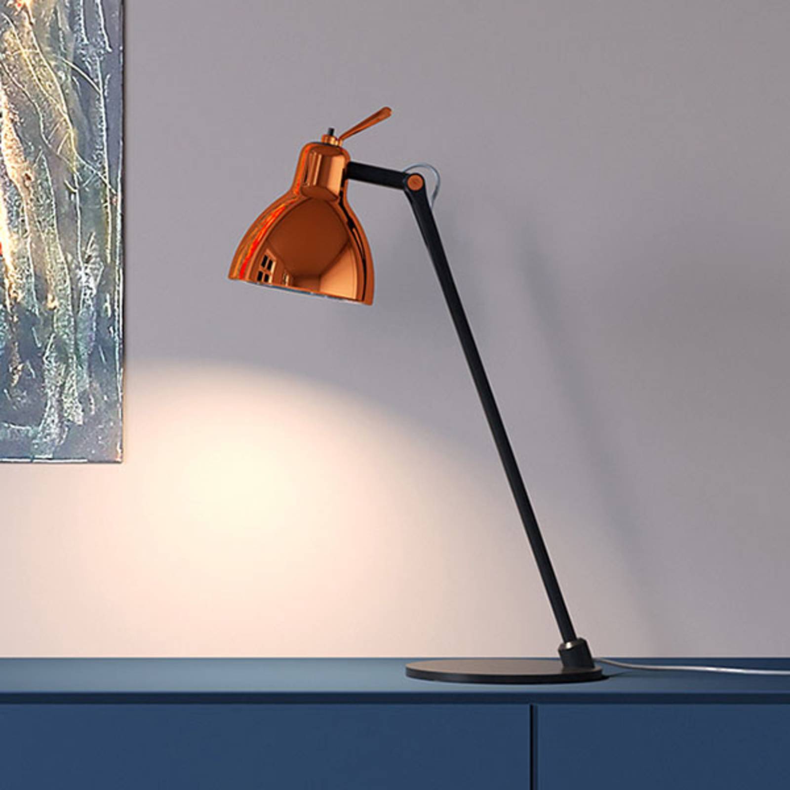Rotaliana Design bordslampa Luxy T0 Glam, Svart, Vardagsrum / matsal, Aluminium / grå / zink, Design, Bordslampa