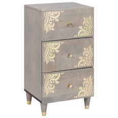 Sideboard Grå och Guld 40 x 33,5 x 75 cm Massivt Mangoträ