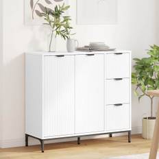 Sideboard med låda Vit 89,5 x 33 x 82 cm Konstruerat trä