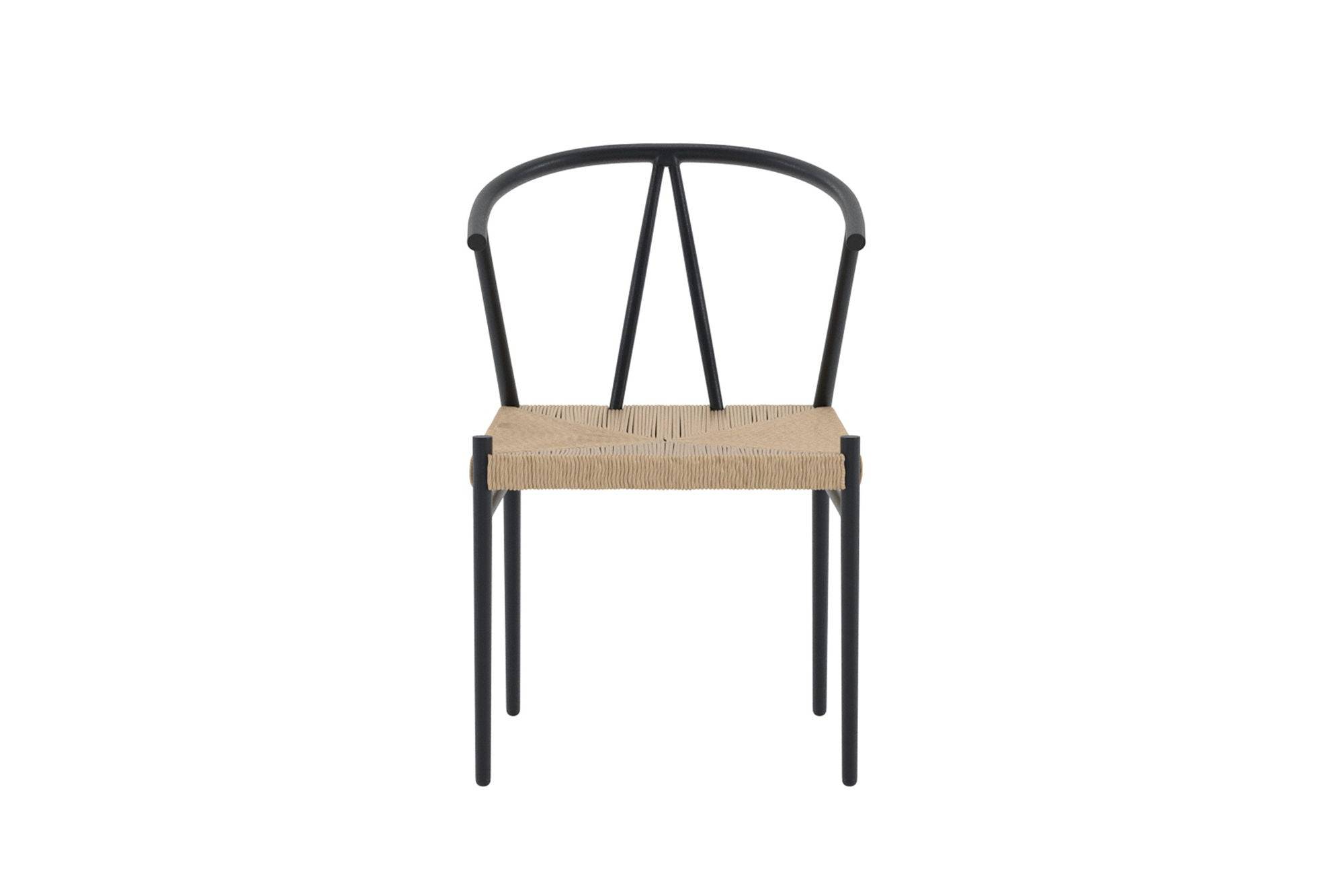 Venture Home Alfons Spisebordsstol - Black Powder Coating / Natural rattan