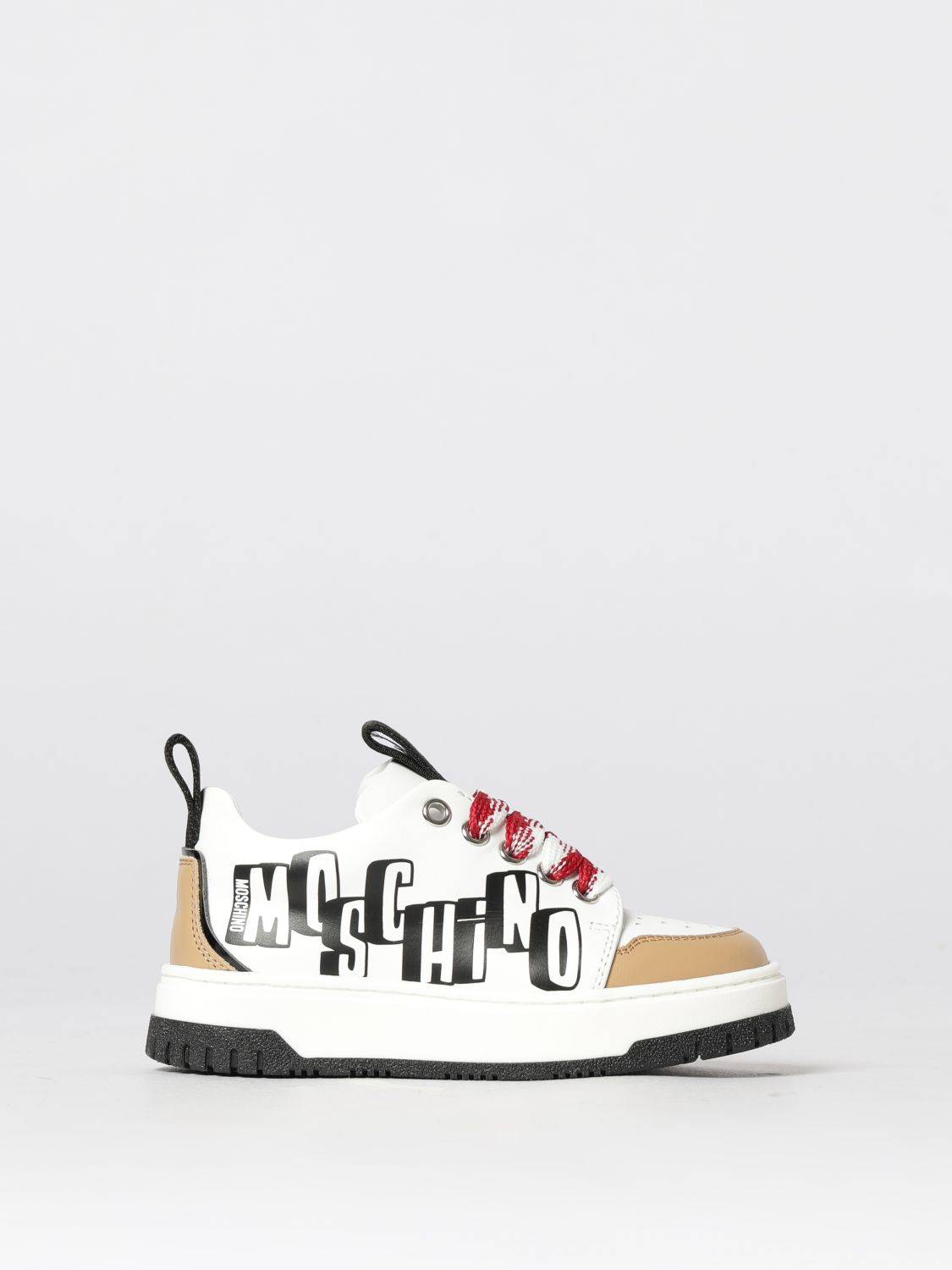 MOSCHINO Leather Sneakers with Logo Print - 28