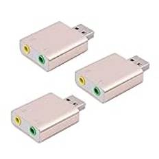 ISTOVO 3 x USB-ljudkort 7,1 extern USB-port för 3,5 mm hörlursadapter stereo ljud mikrofon ljudkort för PC dator bärbar dator