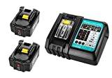 2 stycken ersättningsbatteri BL1850B 5000mAh batteri och 1 stycken DC18RC laddare för batteri BL1850 BL1840 BL1850B-2 BL1830 BL1815 BL1820 BL1860B LXT-400, laddare för 14.4V-18V LXT-batterier