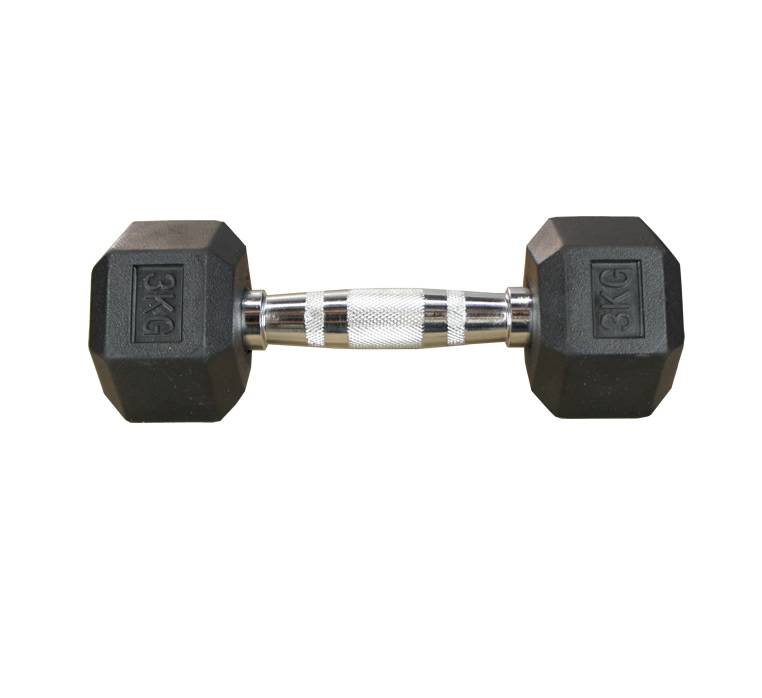 Hexhantel Gummi/Krom, 3 kg