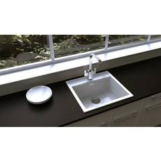 Secher Aalborg 500 BK1 HV køkkenvask 56x51 cm t/nedfældning, hvid granitek