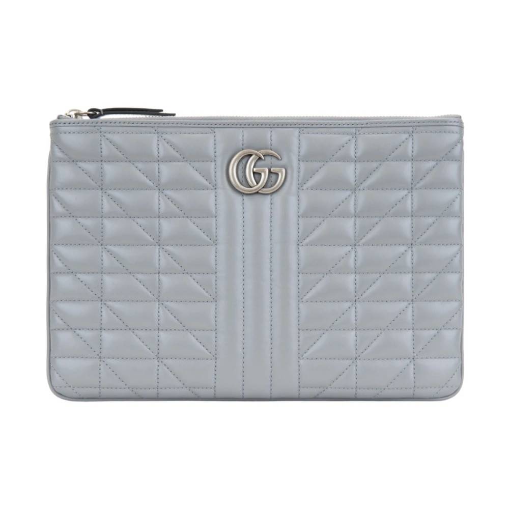 Gucci Quiltet læderclutch - Accessories - Dame - Grå - ONE SIZE - Læder