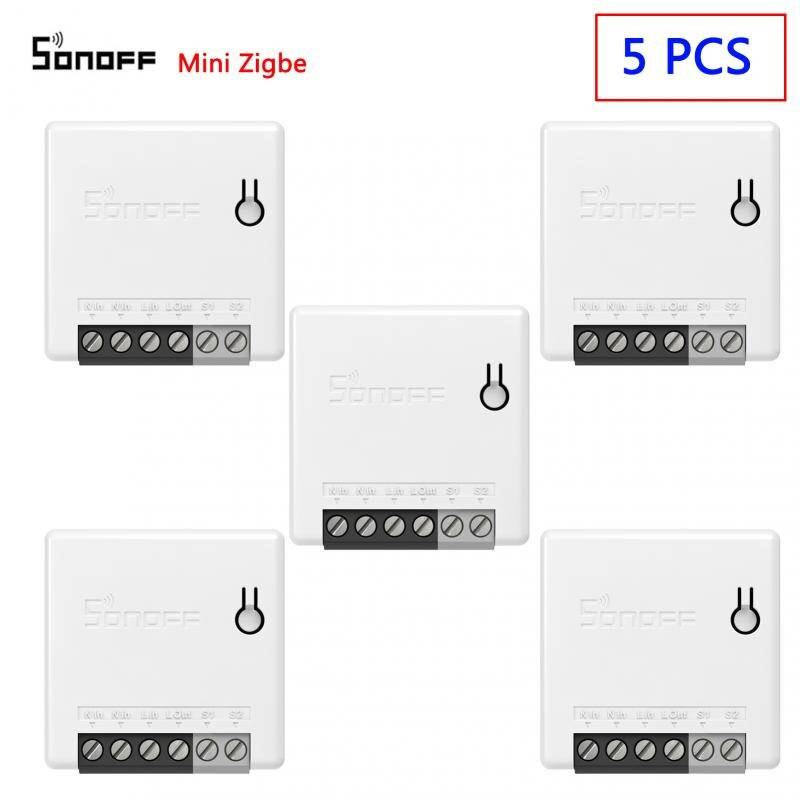 Sonoff mini zigbee 3.0 zbmini diy smart switch tvåvägs app fjärrkontroll via ewelink support smartthings hub alexa google home - 5 st