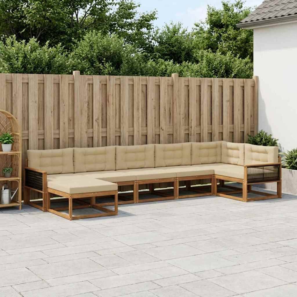 vidaXL Udendørs sofagruppe 7 stk. Naturlig og Beige