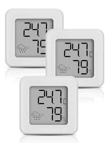 Mini hygrometer inomhustermometer, rumstemperatur monitor och fuktighetsmätare temperatur- och fuktighetsmätare, atmosfärstermometer (vit-3 st)