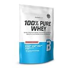 BioTechUSA 100% Pure Whey | Proteinpulver med BCAA och glutamin | Glutenfritt, palmoljefritt | 21 g protein per portion, 454 g, Jordgubb