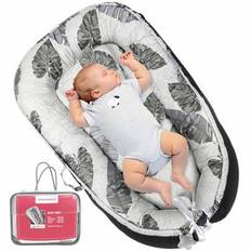 Ubravoo Baby Nest Cocoon-säng för spädbarn och småbarn, bärbar resesäng med bomull, lätt att tvätta - Trädlöv