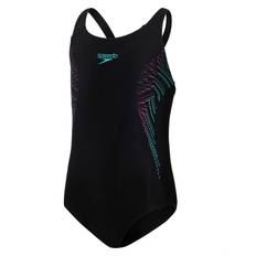 Speedo Plastisol Placement Muscleback Badedragt Sort-Grøn-Lilla Børn