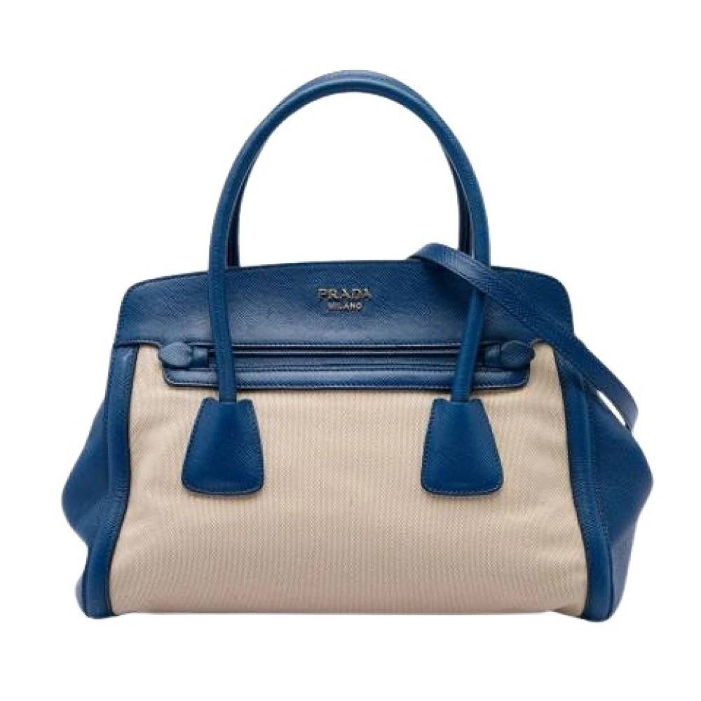 Prada Vintage Pre-owned Satchel - Vintage - Dame - Blå - ONE SIZE - Uld