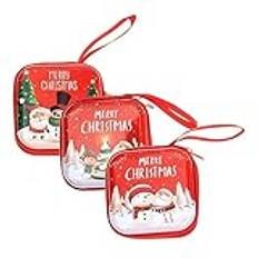 AOKWAWALIY 3 st semestertillbehör jul miniplånbok jultomte plånbok väska julplats presentburkar julgran förvaringsväska myntväska metall färgglad, färgglad, 7.5x7.5cm