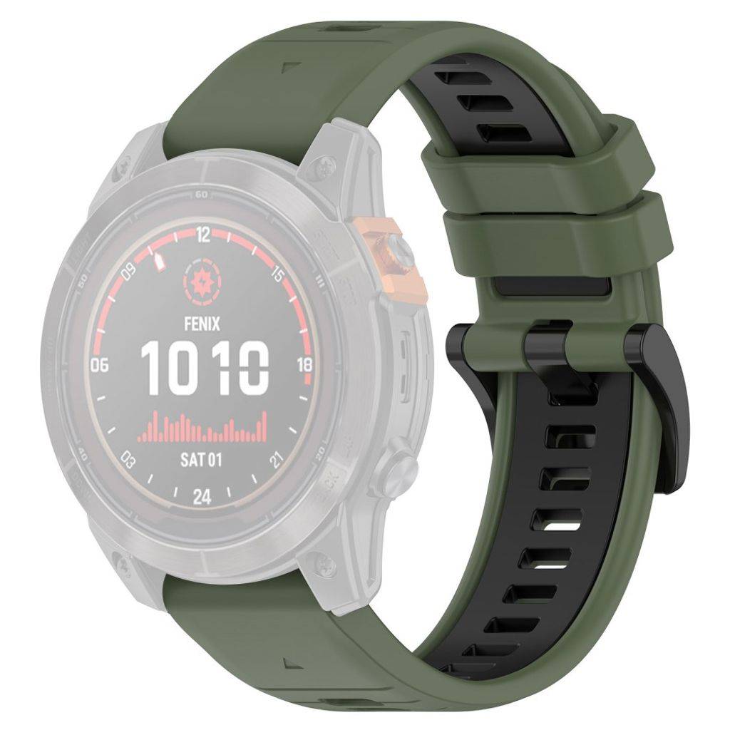 Garmin Fenix 7/7 Pro/6/6 Pro etc. urrem i silikone - Grøn/Sort