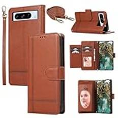 WOWUDI Compatible con la Funda VIVO S19,Diseño de Funda con espejo escondido de Cuero Litchi Duradero Cremallera Cordón Anillo Monedero Mujer Funda- Brun