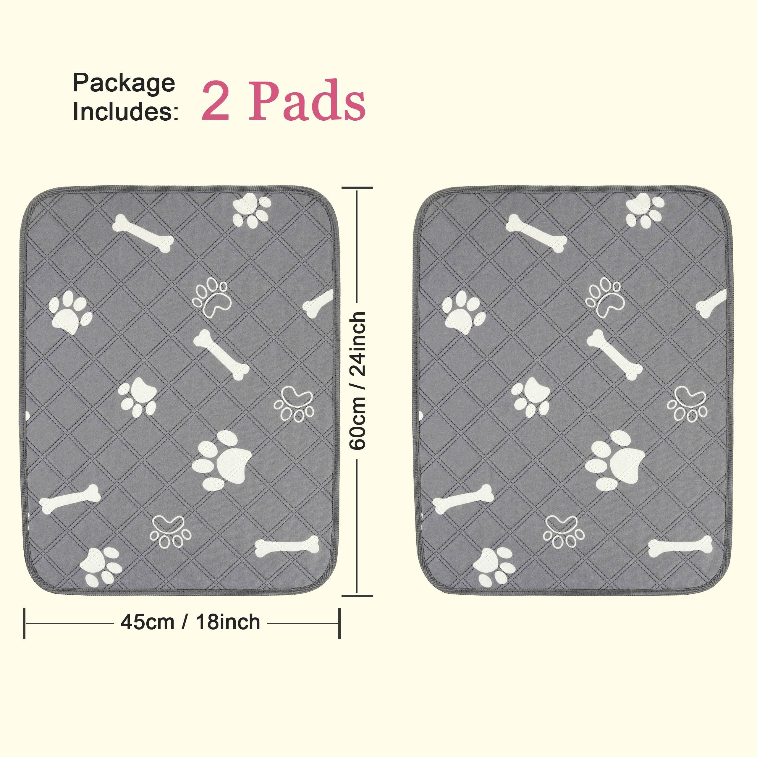2 Pack Washable Dog Pee Pads, Absorbent Leak Proof Puppy Pads, Reusable Pet Training Pads, Non-slip Pee Pad For Dogs Cats