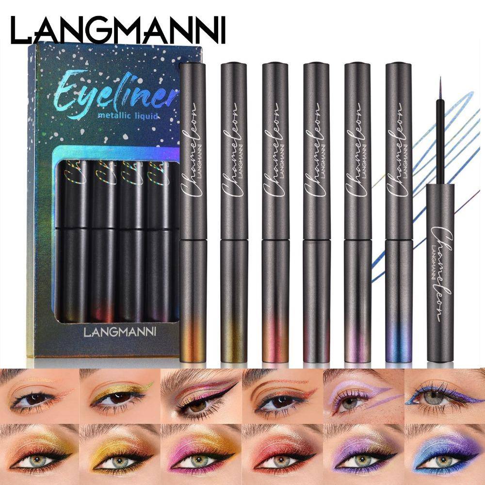 6 Färger Glitter Eyeliner Snabbtorkande Glitter Eyeliner Set Snabbtorkande Pigmentrik och Stark Färg gray