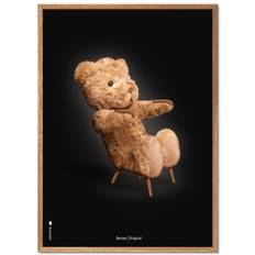 Brainchild - Klassisk – Sort – Bamse - Plakat - Ramme i lyst egetræ - 70x100