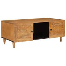 Kaffeebord med hylla Ljusbrun 100 x 54 x 40 cm massivt mangoträ