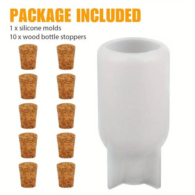1 Silicone Mold For A Message Bottle, Resin Casting Mold(including 10 Wooden Stoppers)