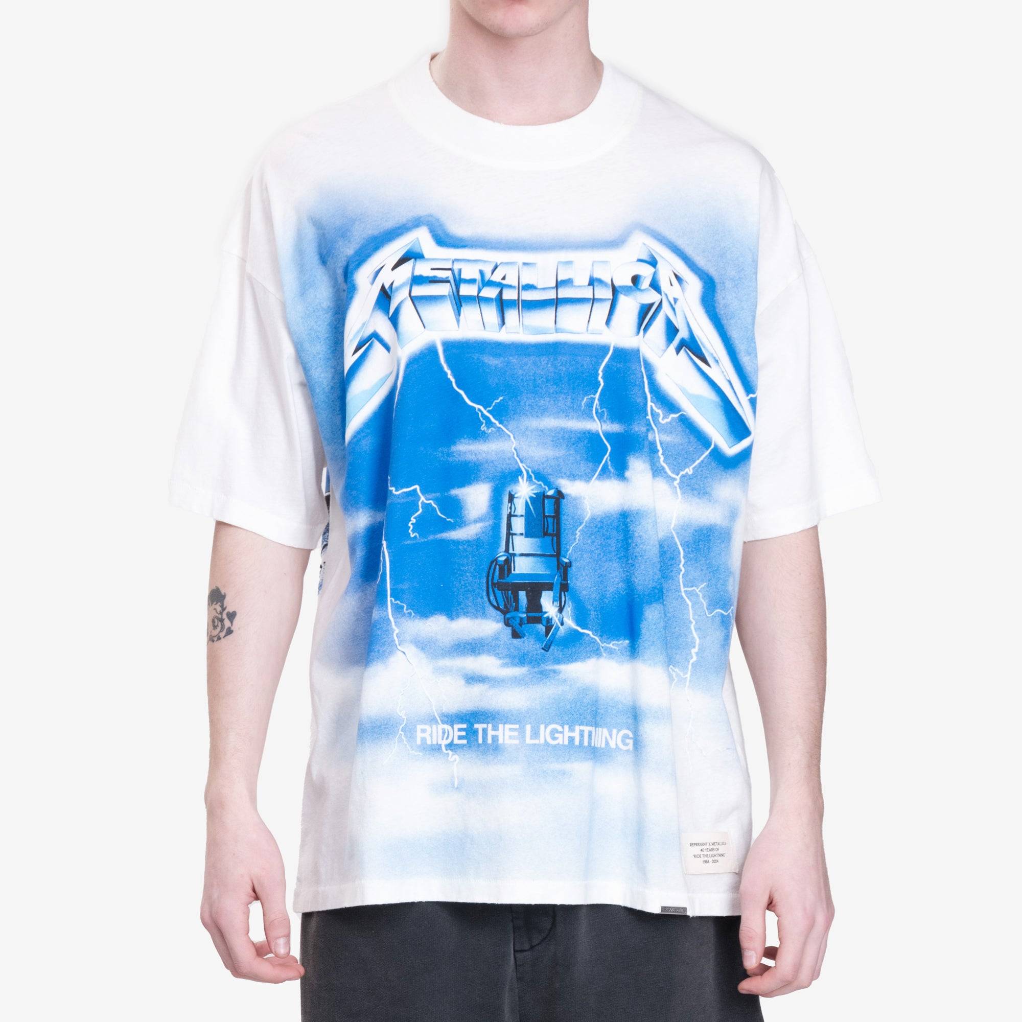 Metallica Ride the Lightning T-Shirt - M / Flat White (M)