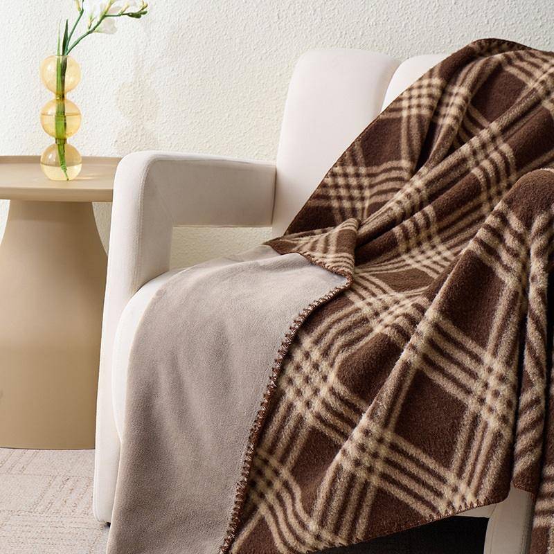 Dubbelsidig rutig pläd Mjuk mjölk sammet Varm lätt filt för soffa säng resor gray