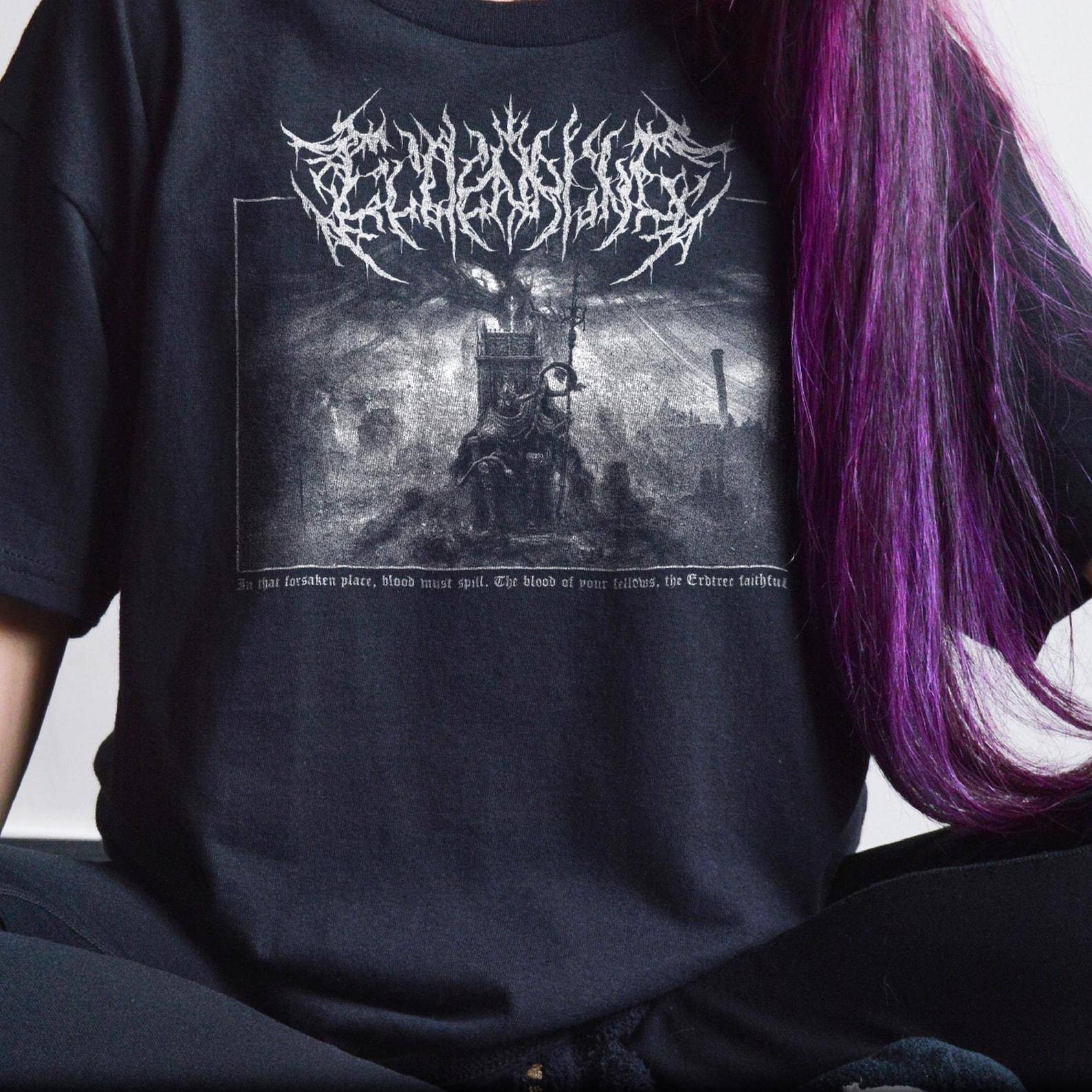 Shadow of the Erdtree T-shirt, Elden Ring FromSoftware Unisex Metallstil Spel-T-shirt cm gray