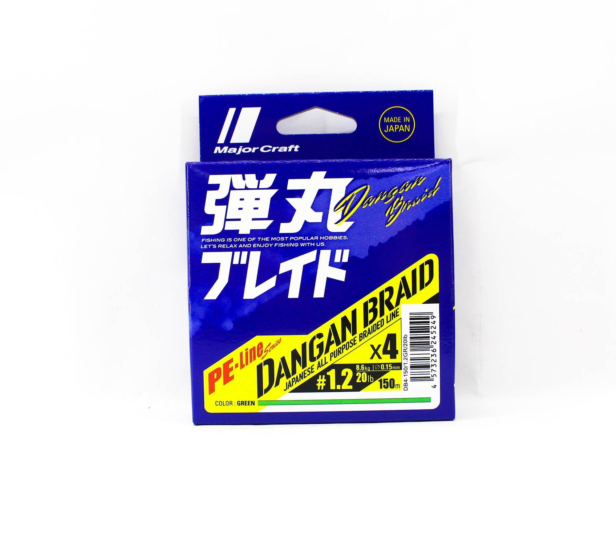 Major Craft Dangan Braid Line X4 150m P.E 1.2 Green DB4-150/1.2GR/20lb 5249 grön
