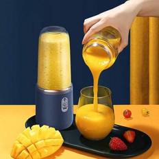 1st ny portabel juicepressmixer med 1 kopp, USB-uppladdningsbar mini-smoothiemaskin för färsk juice, blender i personlig storlek för shakes och smooth - Multifärgad (Enkel kopp - blå,Enkel kopp-rosa,Dubbel kopp - blå,Dubbel kopp-rosa)