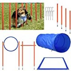 HENGMEI Agility Set med hundar stort husdjursträningsset med hundtunnel, justerbara hinder, hoppring