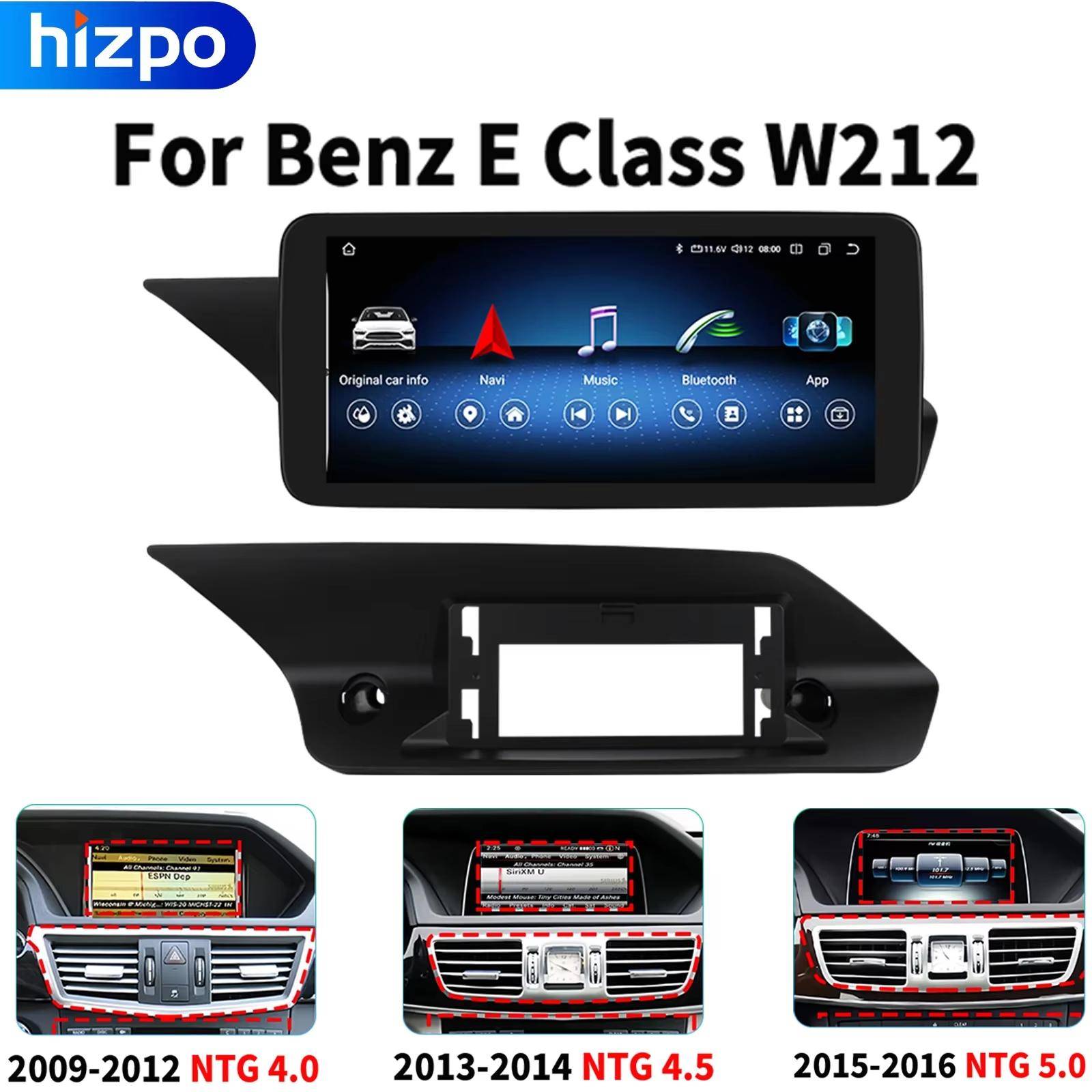 Hizpo 8-kärnig Android AI System Bil GPS Navi Skärm För Mercedes W212 2009-2016 WIFI SIM 8+128GB BT Carplay IPS Skärm Multimediaspelare Bluetooth RDS