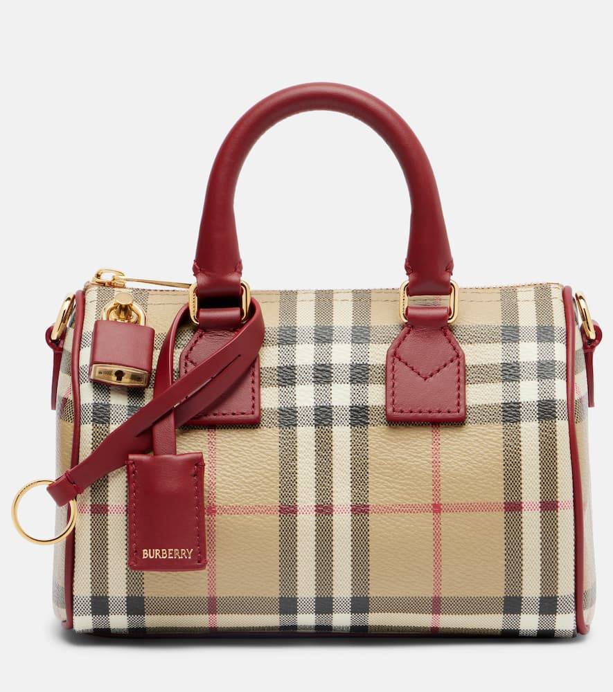 Burberry Burberry Check Small leather-trimmed canvas tote bag