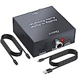 PROZOR Analog till digital ljudomvandlare R/L RCA 3,5 mm AUX till digital koaxial Toslink optisk ljudadapter med optisk kabel för Blu-ray-spelare HD DVD AV Amp