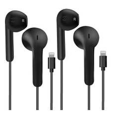 Lightning Hörlurar med Kabel, 2-Pack In-Ear Hörlurar för iPhone 14/13/12/11/8/7/X/Pro/Pro Max, Hi-Fi Stereo Apple Hörlurar Lightning (Svart)
