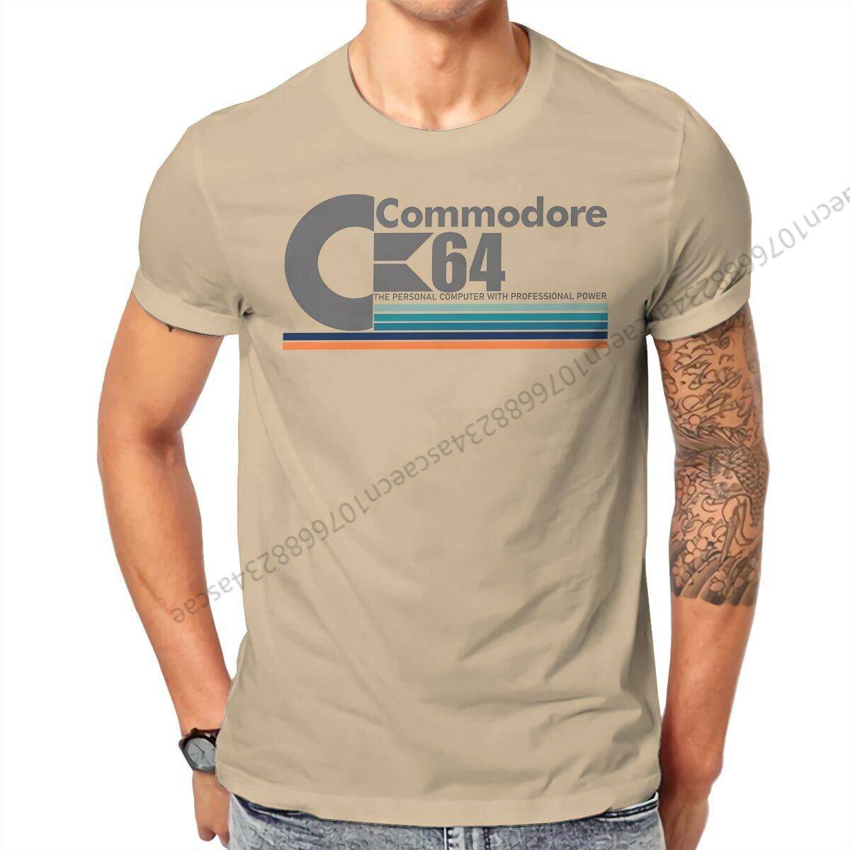 Commodore 64 T-shirt Grafisk Unisex Topp Vintage Sommar Bomull Kortärmad T-shirt cm gray