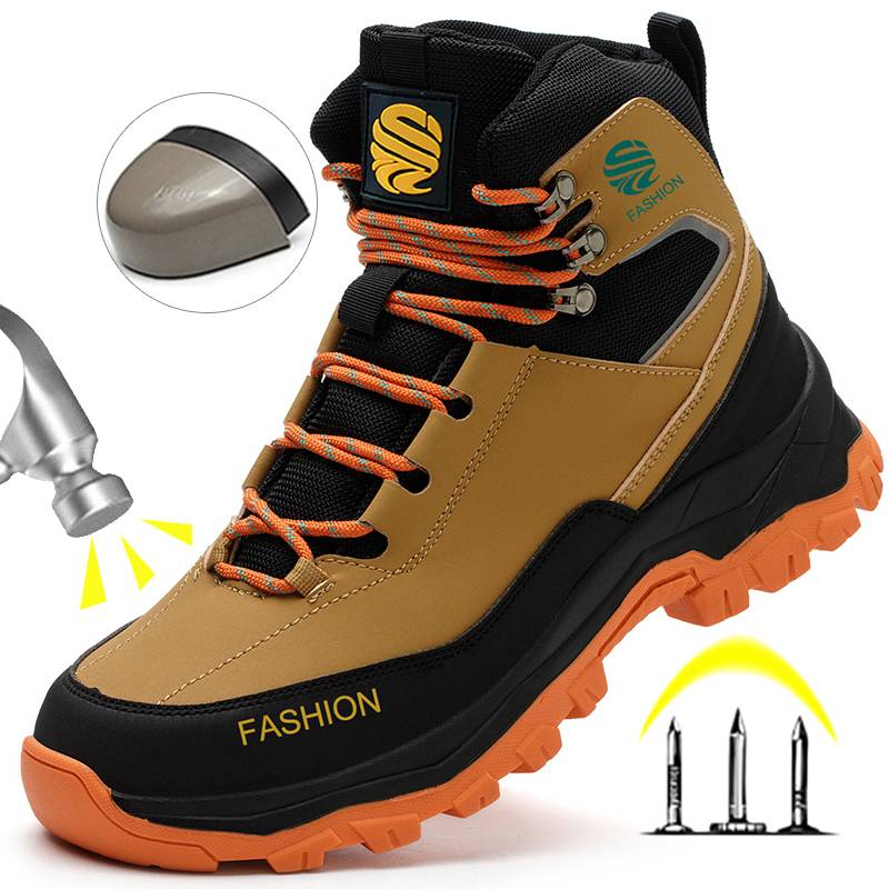 New Safety Shoes Men Boots High Top Work Sneakers Steel Toe Cap Anti-smash Puncture-Proof Work Boots Indestructible Shoes