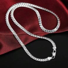 18k guld 925 sterlingsilverpläterad 5mm helsidig halsband 16/18/20/22/24 tum kedja för kvinnor och män mode bröllop förlovningssmycken (50 cm 20 tum,40 cm 16 tum,60 cm 24 tum,45 cm 18 tum,55 cm 22 tum)