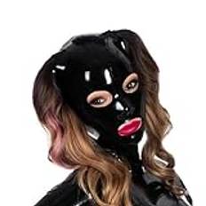 SMGZC Latex huvudmask med hårhål svart gummihuva maskering latex masker huvudmössa latex mask för cosplay party (S)