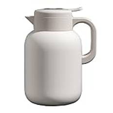 Termokaffekanna i rostfritt stål, dubbelväggig vakuumtermos, 1,5 liter te, vattenautomat for kaffe och dryck, 12 timmars värmelagring(/White,2L)